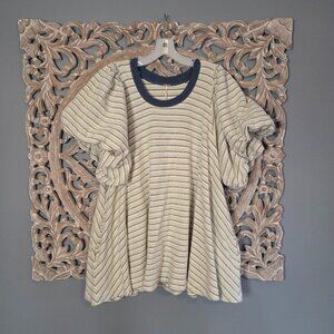 FREE PEOPLE women's hudson pullover mini dress in ivory stripes